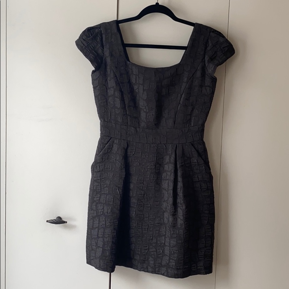 Metallic gun metal grey cocktail dress